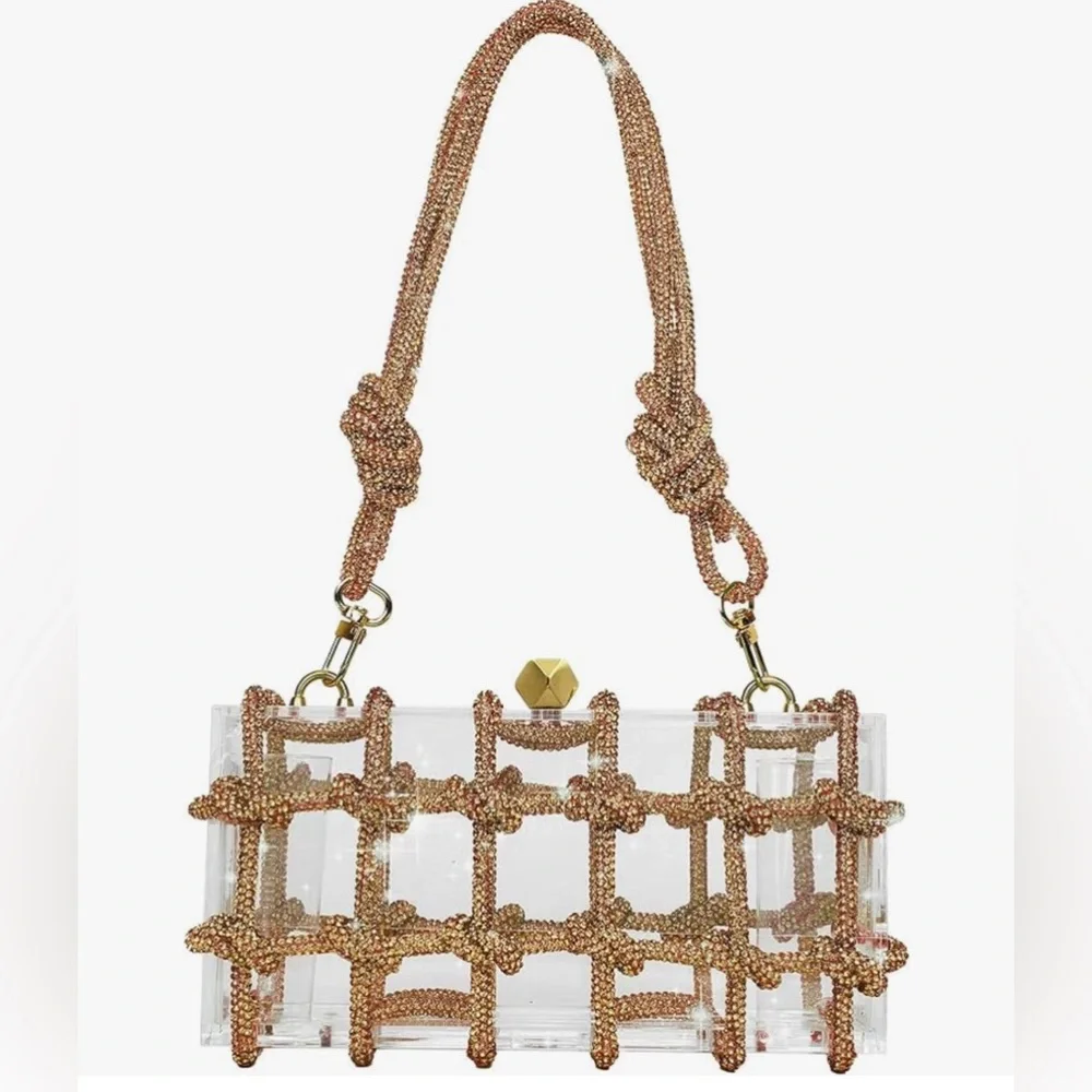 Acrylic evening clutch with rhinestones. - Picture 2 of 5